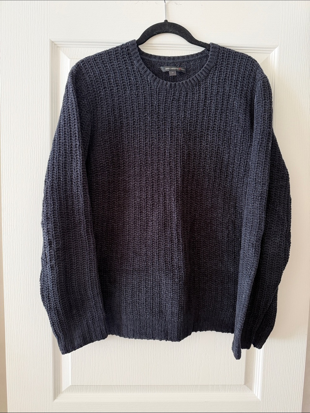 John Varvatos Dark Navy Textured Crewneck Sweater